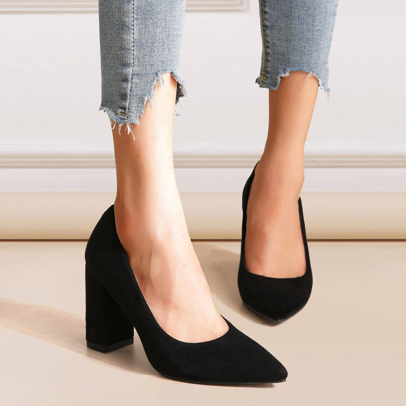 High Heels Women's Sandals Plus Size Black Pointed Toe